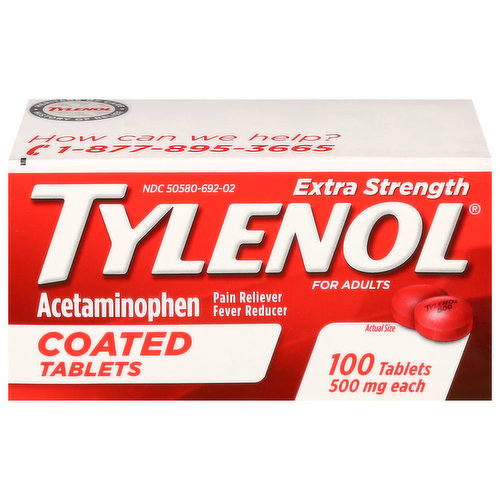 Tylenol Acetaminophen, for Adults, Extra Strength, 500 mg, Tablets