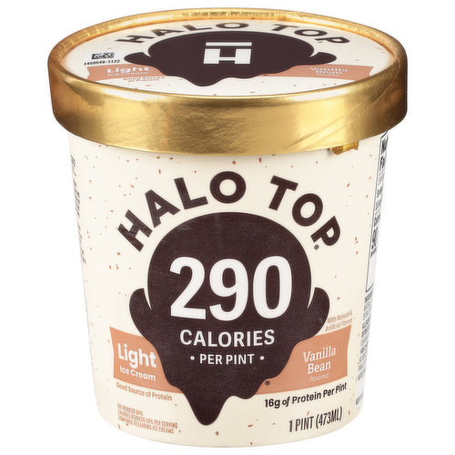 Halo Top Ice Cream, Vanilla Bean Flavored, Light