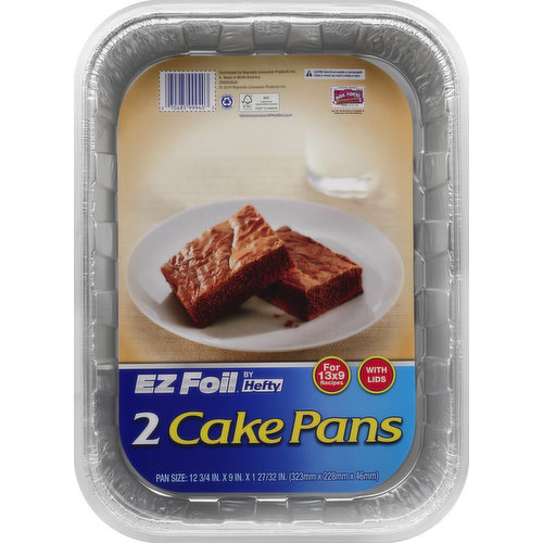 Pan Size: 12-3/4 in. X 9 in. X 1-27/32 in. For 13x9 recipes. With lids. FSC www.fsc.org Mix label from responsible sources. This label made from FSC certified paper. Recyclable aluminum. Box Tops for Education. Made in North America.