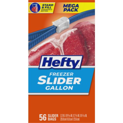 Hefty Slider Bags, Freezer, Gallon, Mega Pack - 56 bags