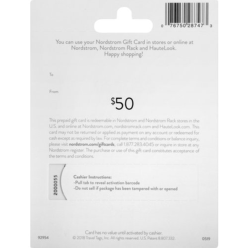 Nordstrom Gift Card, $50 - King Kullen