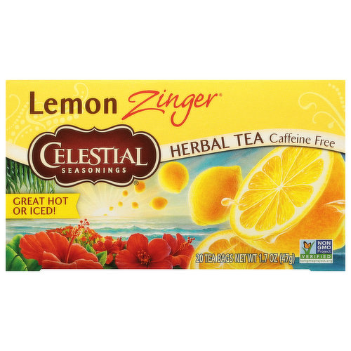 Celestial Seasonings Herbal Tea, Caffeine Free, Lemon Zinger, Tea Bags