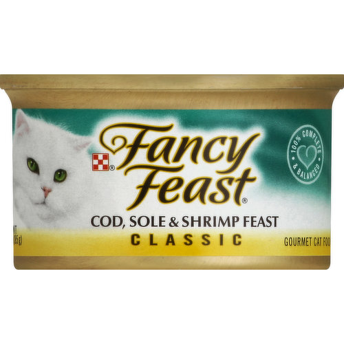 Fancy Feast Cat Food, Gourmet, Classic, Cod, Sole & Shrimp Feast