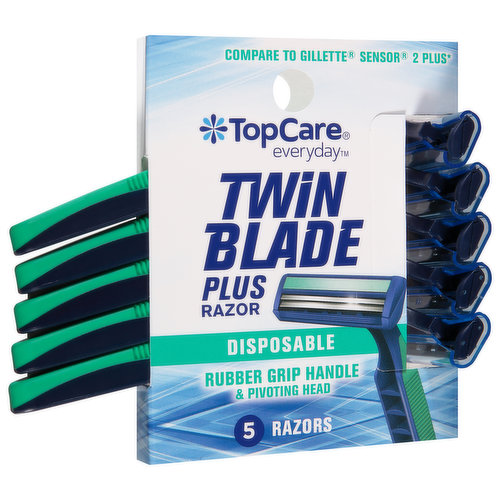 TopCare Razors, Disposable, Twin Blade Plus