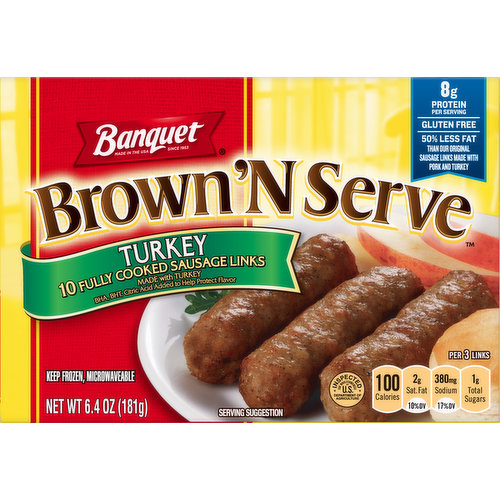 Banquet Sausage Links, Fully Cooked, Turkey