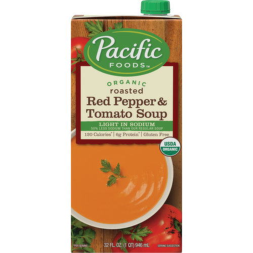 Pacific Foods Soup, Organic, Red Pepper & Tomato, Roasted
