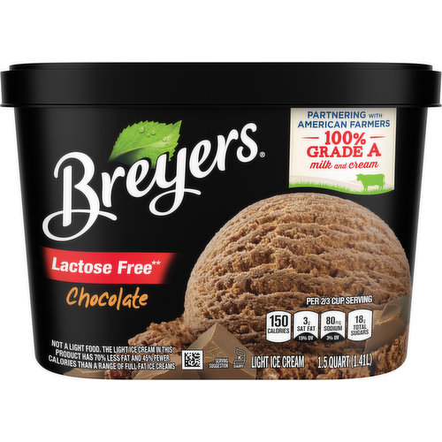 Breyers Ice Cream, Light, Lactose Free, Chocolate