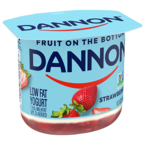 Dannon Yogurt, Lowfat, Strawberry, Fruit on the Bottom, 1.5% Milkfat - King  Kullen