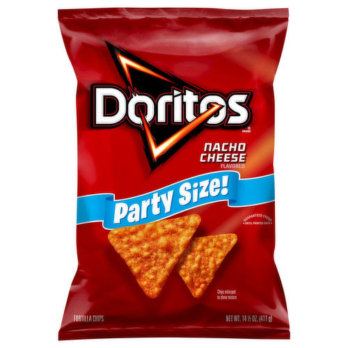 Doritos Tortilla Chips, Nacho Cheese Flavored, Party Size