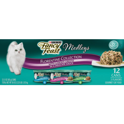 Fancy Feast Cat Food, Gourmet, Florentine Collection, With Garden Greens, In a Delicate Sauce