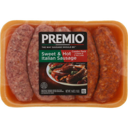 Premio Sausage, Italian, Sweet & Hot, Combo Pack