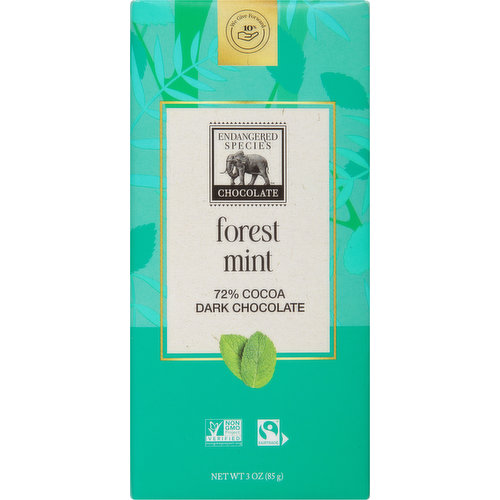 Endangered Species Dark Chocolate, Forest Mint, 72% Cocoa