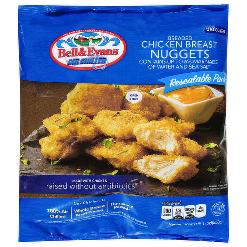 Bell & Evans Chicken Breast Nuggets, Breaded, Air Chilled