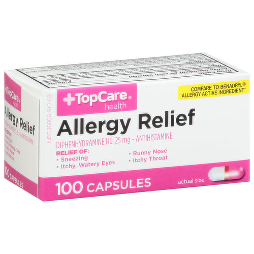 TopCare Allergy Relief, 25 mg, Capsules