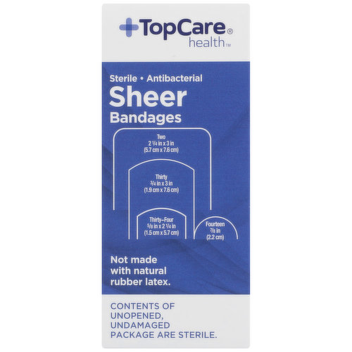 TopCare Antibacterial First Aid Antiseptic Assorted Bandages, Sheer