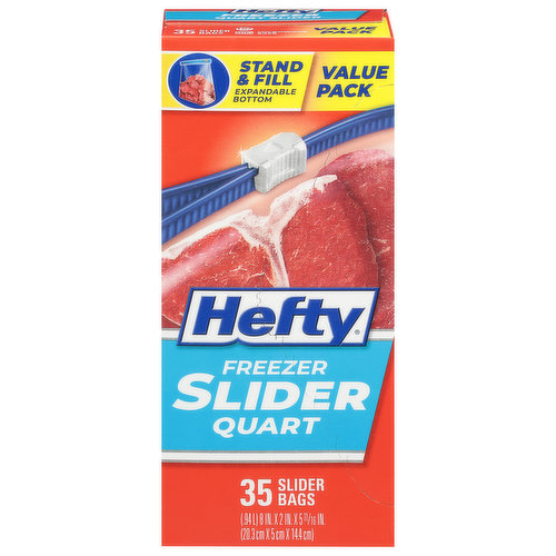 Hefty Slider Bags, Freezer, Quart, Value Pack