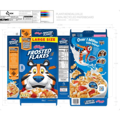 Frosted Flakes Breakfast Cereal, 8 Vitamins and Minerals, Kids Snacks,  Large Size, Original, 19.2oz Box (1 Box)