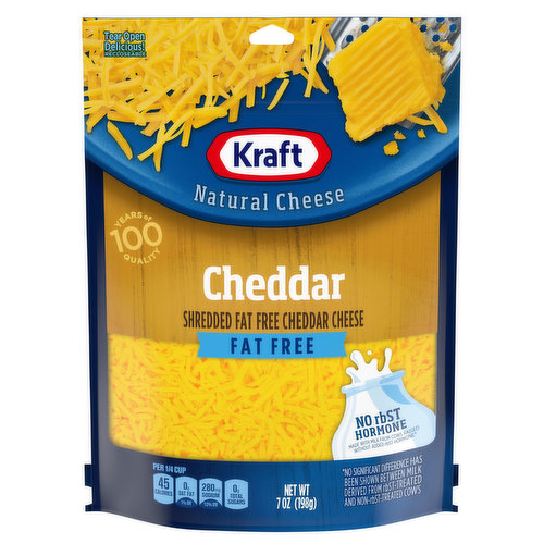 Kraft Natural Cheese, Cheddar, Shredded, Fat Free