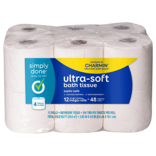 Simply Done Bath Tissue, Ultra-Soft, Mega, 2-Ply