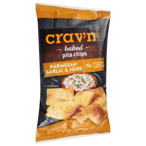 Crav'n Flavor Pita Chips, Parmesan Garlic & Herb, Baked
