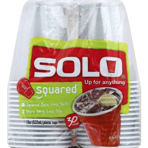 Solo Plastic Cups, Squared, 18 Ounce