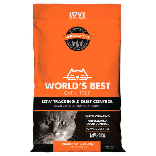 World's Best Cat Litter Low Tracking & Dust Control Multiple Cat Unscented  15 lb