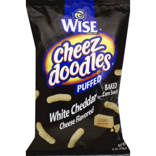 WISE Cheez Doodles, Puffed, White Cheddar Cheese Flavored