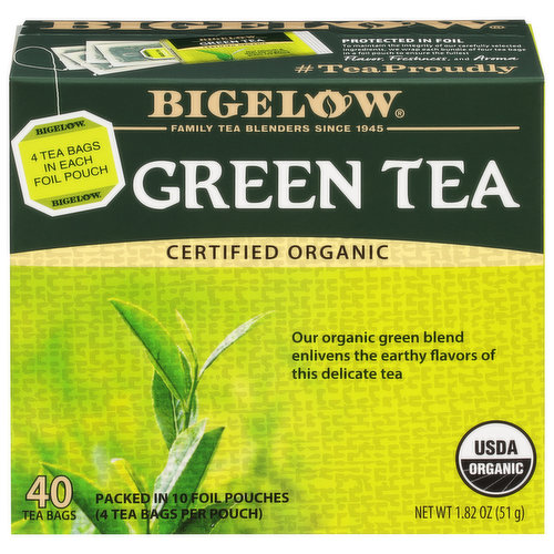 Bigelow Green Tea, Organic, Decaffeinated, Tea Bags