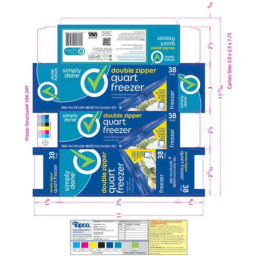 Simply Done Double Zipper Quart Freezer Bags