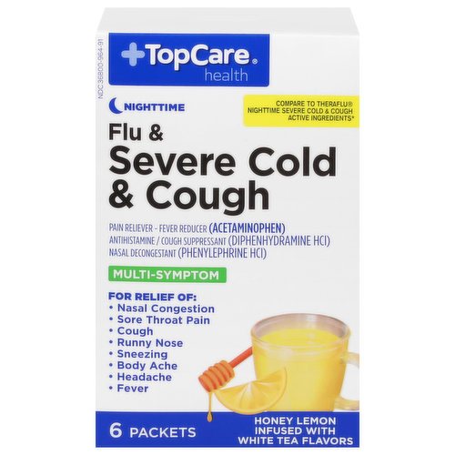 TopCare Flu & Severe Cold & Cough, Nighttime, Honey Lemon