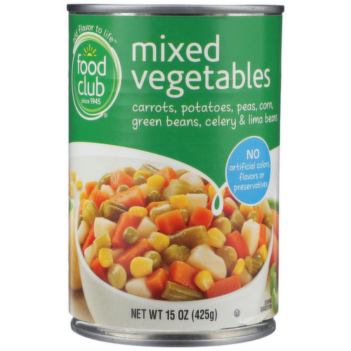 Food Club Mixed Vegetables Carrots, Potatoes, Peas, Corn, Green Beans, Celery & Lima Beans