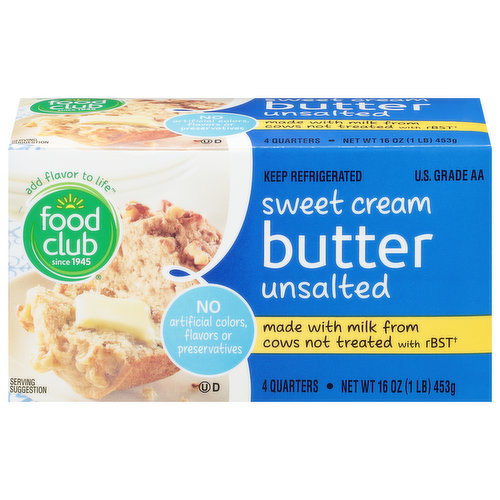 Food Club Butter, Sweet Cream, Unsalted