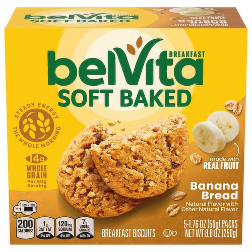 belVita belVita Soft Baked Banana Bread Breakfast Biscuits, 5 Packs (1 Biscuit Per Pack)