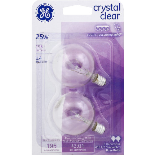 GE Light Bulbs, Crystal Clear, 25 Watts