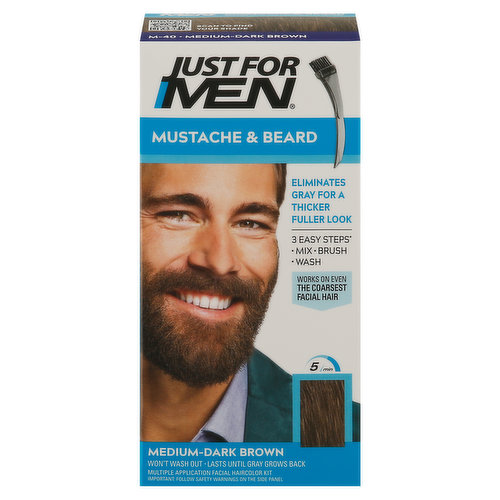 Just For Men Mustache & Beard Color, Medium-Dark Brown M-40
