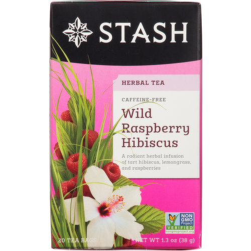 Stash Herbal Tea, Caffeine-Free, Wild Raspberry Hibiscus, Tea Bags