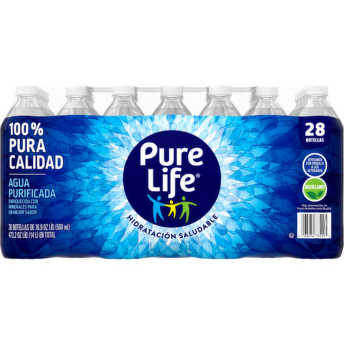 Pure Life Purified Water, 16.9 Fl Oz / 500 mL, Plastic Bottled