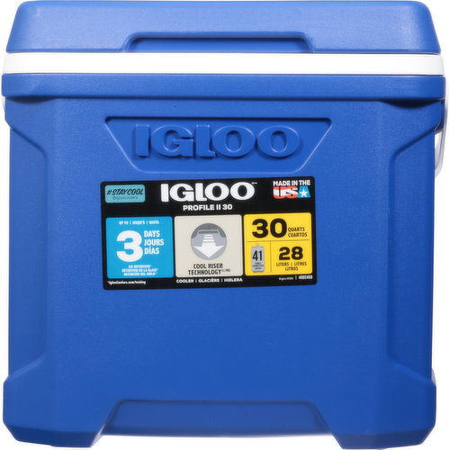 Igloo Cooler, Profile II, Blue, 30 Quart