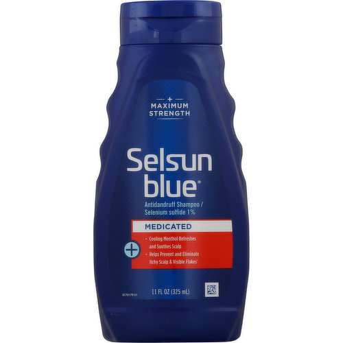 Selsun Blue Antidandruff Shampoo, Maximum Strength, Medicated