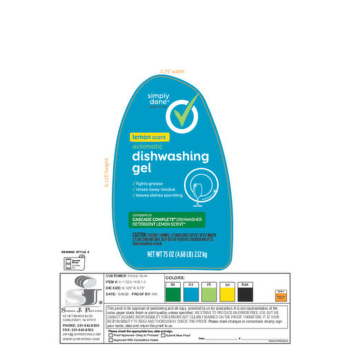 Simply Done Dishwashing Gel, Automatic, Lemon Scent
