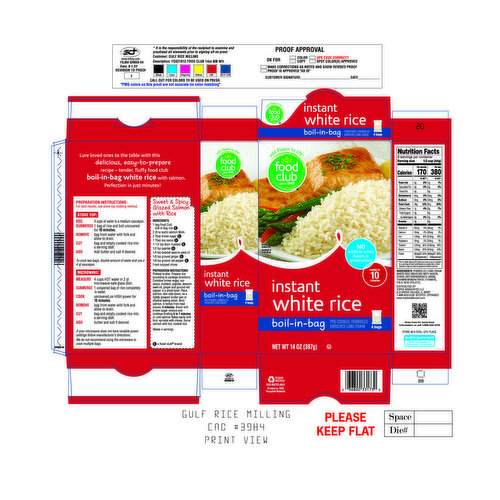 Food Club White Rice, Instant, Boil-In-Bag