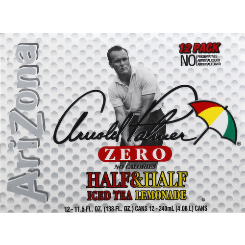 AriZona Iced Tea/Lemonade, Half & Half, Zero, 12 Pack