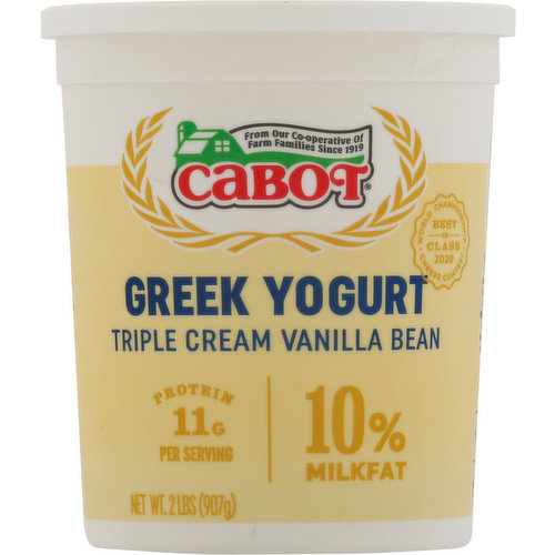 Cabot Yogurt, Greek, Triple Cream Vanilla Bean