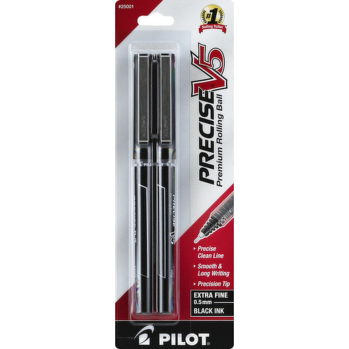 Pilot Rolling Ball Pens, Premium, Black Ink, Extra Fine (0.5 mm)