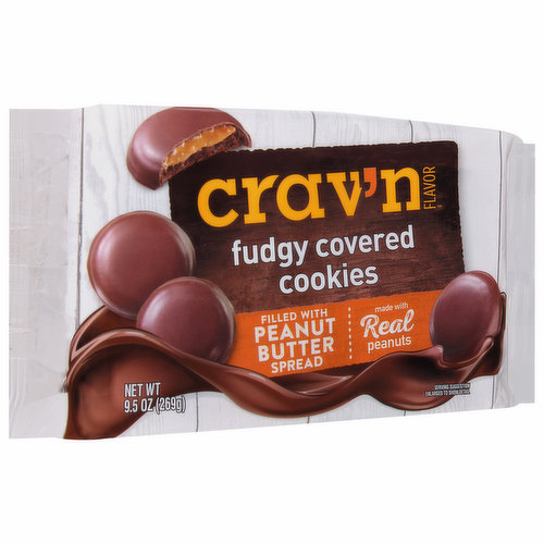 Crav'n Flavor Cookies, Peanut Butter, Fudgy Covered