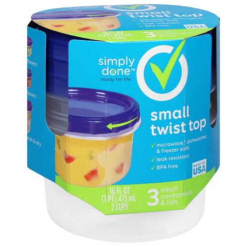 Simply Done Containers & Lids, Twist Top, Small, 16 Fluid Ounce