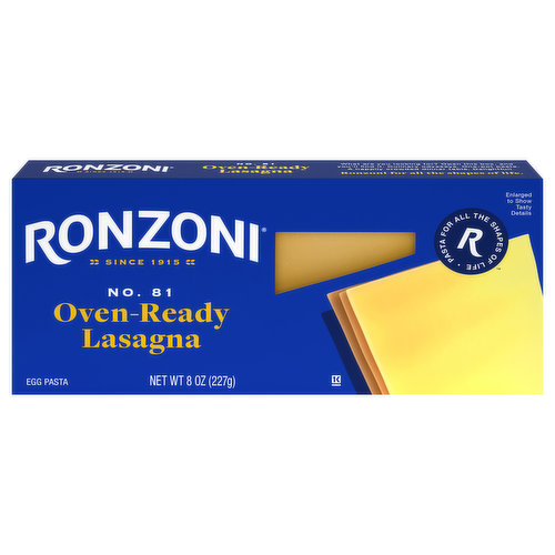 Ronzoni Lasagna, Oven Ready, No. 81