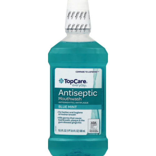 TopCare Mouthwash, Antiseptic, Blue Mint