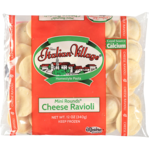 Simply Delicious Pasta. Homestyle Quality. Italian Village Mini Rounds Ravioli are filled with a flavorful blend of Italian cheeses. These bite-size ravioli make a nutritious and convenient meal the entire family with love!