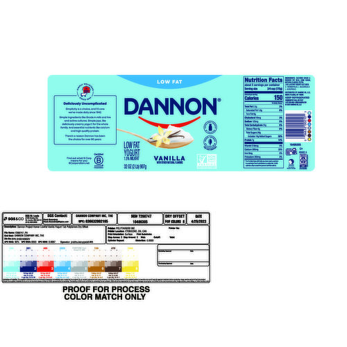 Dannon Yogurt, Low Fat, Vanilla